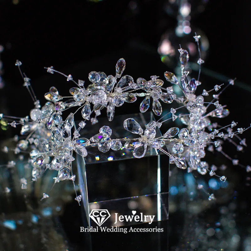 

CC Wedding Crown Women Accessories Bridal Headdress Engagement Hair Ornaments 100% Handmade Sparkling Tiaras and Crowns QS189