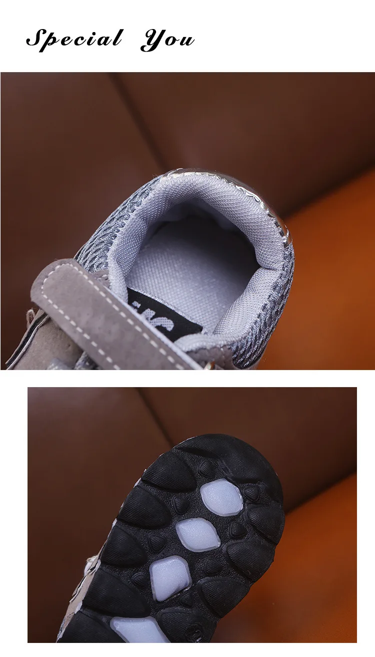 JUSTSL Spring Autumn New M Word LED Light-Up Child Shoes Boys Girls Fashion Sneakers Kids Net Toddler Toddler Shoes