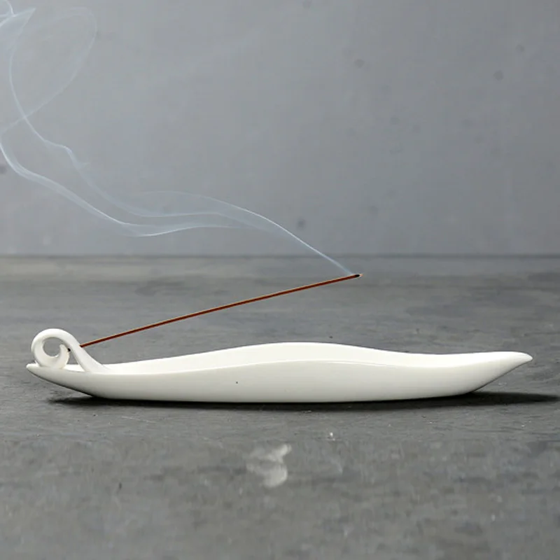 Керамический белый лист Лодка линия благовоний горелка курильница Joss-stick держатель 22*4,5*3 см