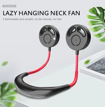 

1PC Sport Portable Mini Leafless Fan USB Rechargeable Neckband Lazy Neck Hanging Style Dual Cooling Fan
