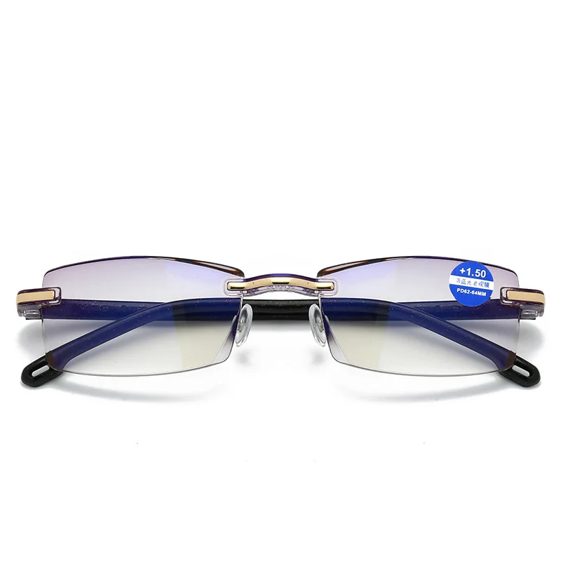 Men's Diamond Trimmed Presbyopic Glasses Korean Frameless Coated Anti-blue-ray Drilling High-end Presbyopic Wholesale SMT-G015