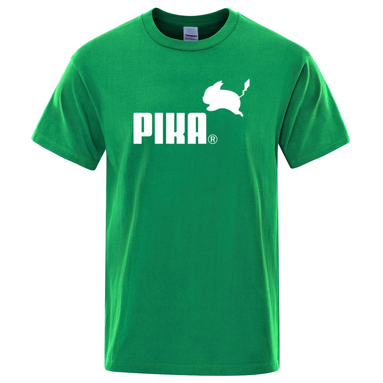 Летняя новая футболка Pika, мужские футболки с японским Аниме Покемон, футболки с Пикачу для мальчиков, хлопковая футболка с коротким рукавом, мужские повседневные футболки, топы - Цвет: green 5