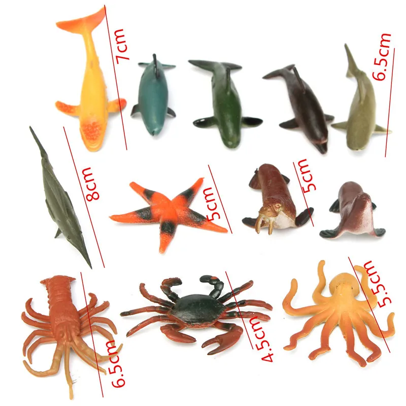 12 шт./компл. пластиковые морские фигурки животных морская жизнь Акула китовый