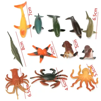 

12PCS/Set Plastic Sea Marine Animal Figures Sea Life Shark Whale Crab Kids Toy Miniature Fish Ocean Creatures Wholesale