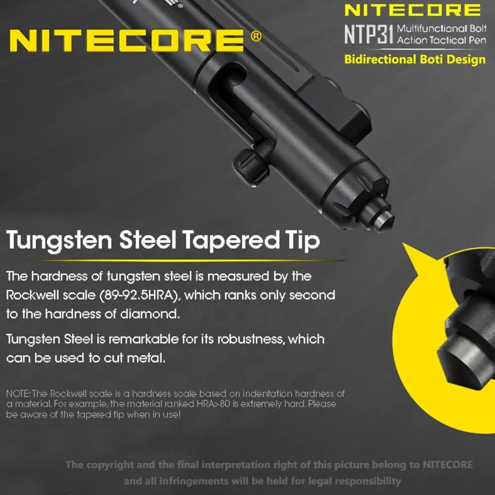 NTP31 Nitecore Tactical Pen For Self-defense Tactical Glass Breaking and Daily Writing Aluminum alloy with Tungsten Steel bezel tactical pen