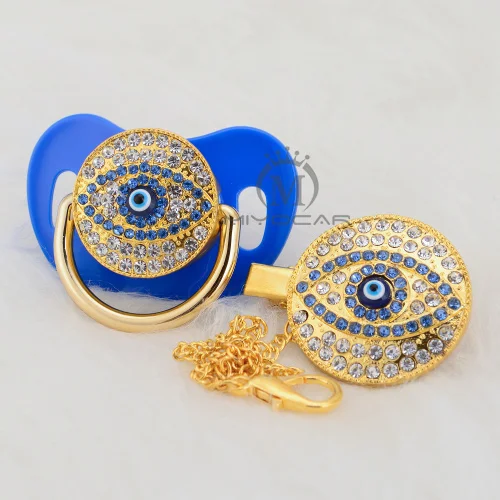 MIYOCAR Bling evil eye пустышка и зажим набор пустышка держатель цепи bling blue lovely eye пустышка уникальный дизайн AEYE-1 - Цвет: AEYE-6-1   0-6M