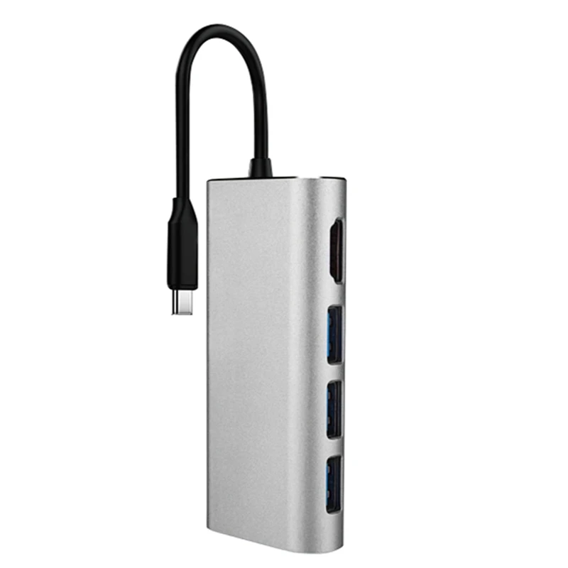 Тип-C хаб 3,0 концентратор(3-Порты и разъёмы Usb3.0)+ Hdmi 4K+ зарядка Pd