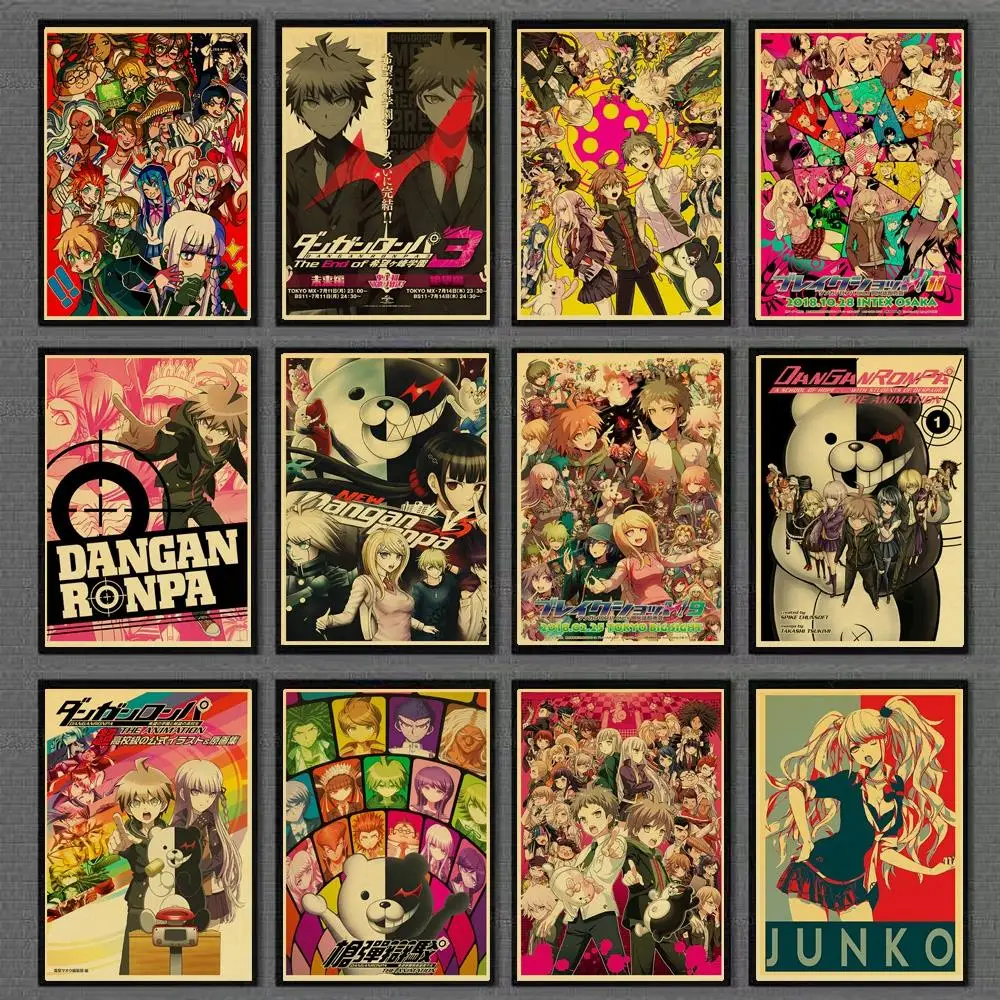 Vintage poster Anime Game Danganronpa Retro Posters and Prints Art For Home/Living Room/Bar Wall sticker Painting