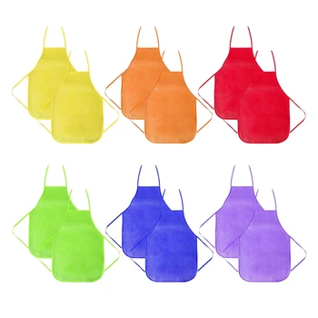 

Hot Sale 12-Piece Children's Waterproof Non-Woven Art Painting Apron Baking Apron Cooking Apron 6 Colors