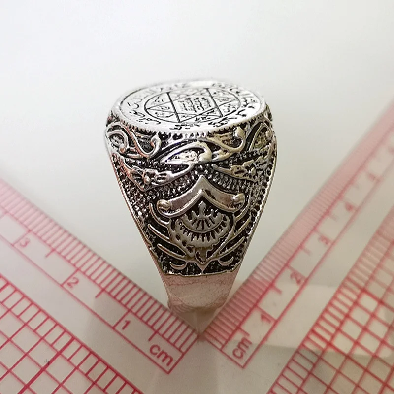 Islam Muslim Rune Hexagonal Star Ring Men's Women's Ring New Fashion Metal Big Ring Accessories Party Jewelry Size 5-11