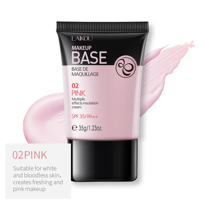 PINK Laikou 4 цвета база для макияжа лица консилер Жидкий тональный Крем Осветляющий праймер контроль масла мягкий BB крем водонепроницаемый стойкий - Цвет: PINK