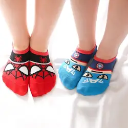1 пара летних носков детские короткие носки с героями мультфильмов «супергерой», «Человек-паук», американский капитан Супермен, Бэтмен, для