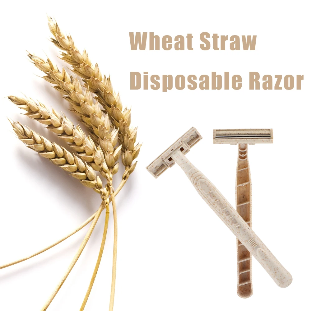 

10/20/30 Pieces Eco-friendly Manual Razor Wheat Straw Disposable Razor Biodegradable Material Two Layer Blade Shaving Razor