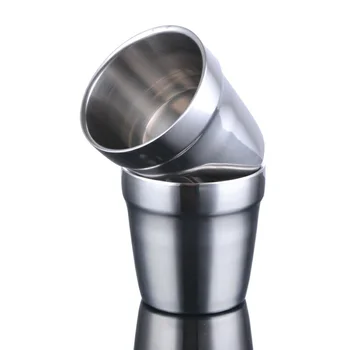 

4 Pcs Stainless Steel Double-layer Thickened Cup Kids Anti-scald Cup
