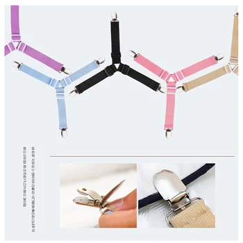 

4Pcs/Set Bed Sheet Clip Bed sheet Belt Fastener Mattress Elastic Non-slip Clip Blanket Gripper White and Black