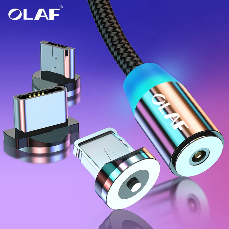 

Olaf Magnetic Cable Fast Charging Micro USB Type C Cable Magnet Charger For Iphone 7 11 Samsung S10 Xiaomi USB-C LED Phone Cord