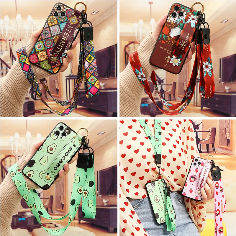 Чехол для Samsung S20 FE S21 Ultra S8 S9 S10 S10e Plus A10 A51 A52 A50 A31 A32 A40 A70 A71 A72 A22 A21s A12 ТПУ с ремешком |