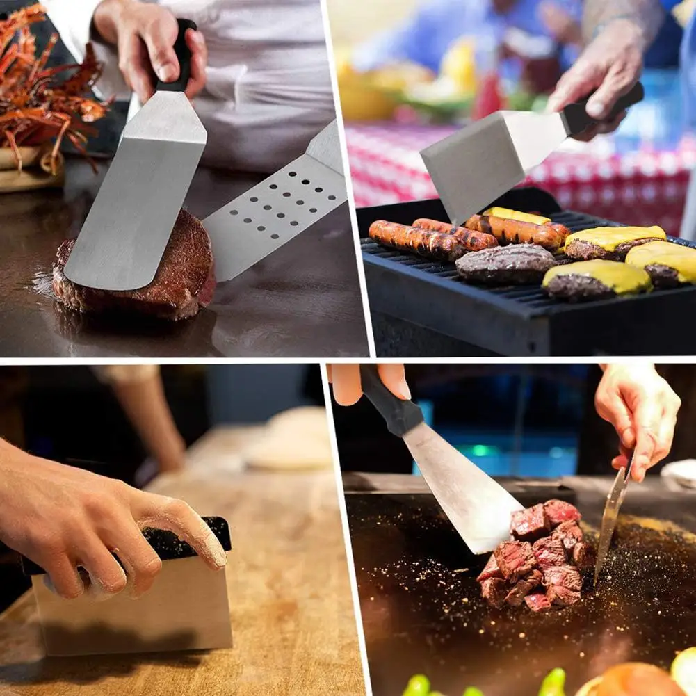 Stainless Steel Steak Fried Shovel Leaky Spatula Pizza Peel Spade Kitchen Tool BBQ Gadget