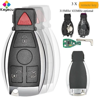 

KEYECU 3PCS/Lot Replacement Smart Remote Control Car Key With 4 Buttons & 315MHz/ 433MHz - FOB for Mercedes Benz BAG & NEC 2000+