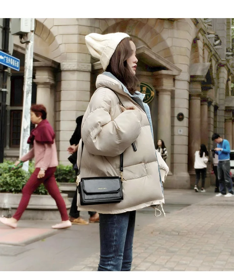 Зимний пуховик, Хлопковая женская куртка, имитация двух частей, Корейская короткая куртка, Повседневная Свободная парка, Женская Толстая