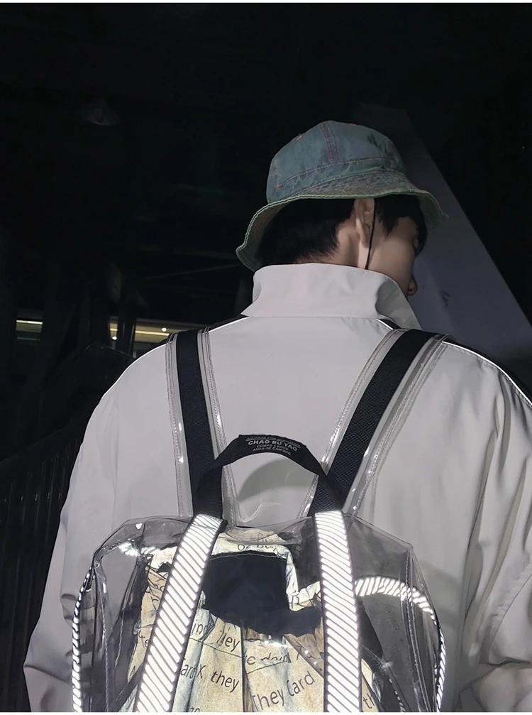 pvc geléia mochila rua moda marca saco de escola 3m reflexivo legal