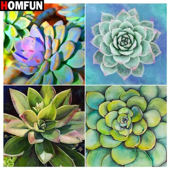 

HOMFUN Full Square/Round Drill 5D DIY Diamond Painting ‘’succulent plants" 3D Embroidery Cross Stitch 5D Home Decor Gift
