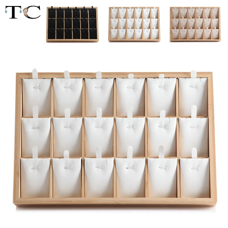 Natural Bamboo Wood Jewelry Display Tray 18 Grids Pendant Necklace Earrings Props Storage | Украшения и аксессуары