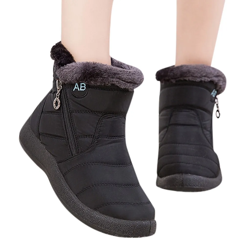 Waterproof Short Booties Women's Winter Warm Snow Boots With Plush Non-Slip Footwear Plus size 35-43 autumn and Winter Shoes