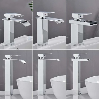 

Basin Faucet Cold and Hot Water Stainless Steel Fashion Waterfall Wash Basin Faucet Anti-rust Above Counter Art Basin Faucet