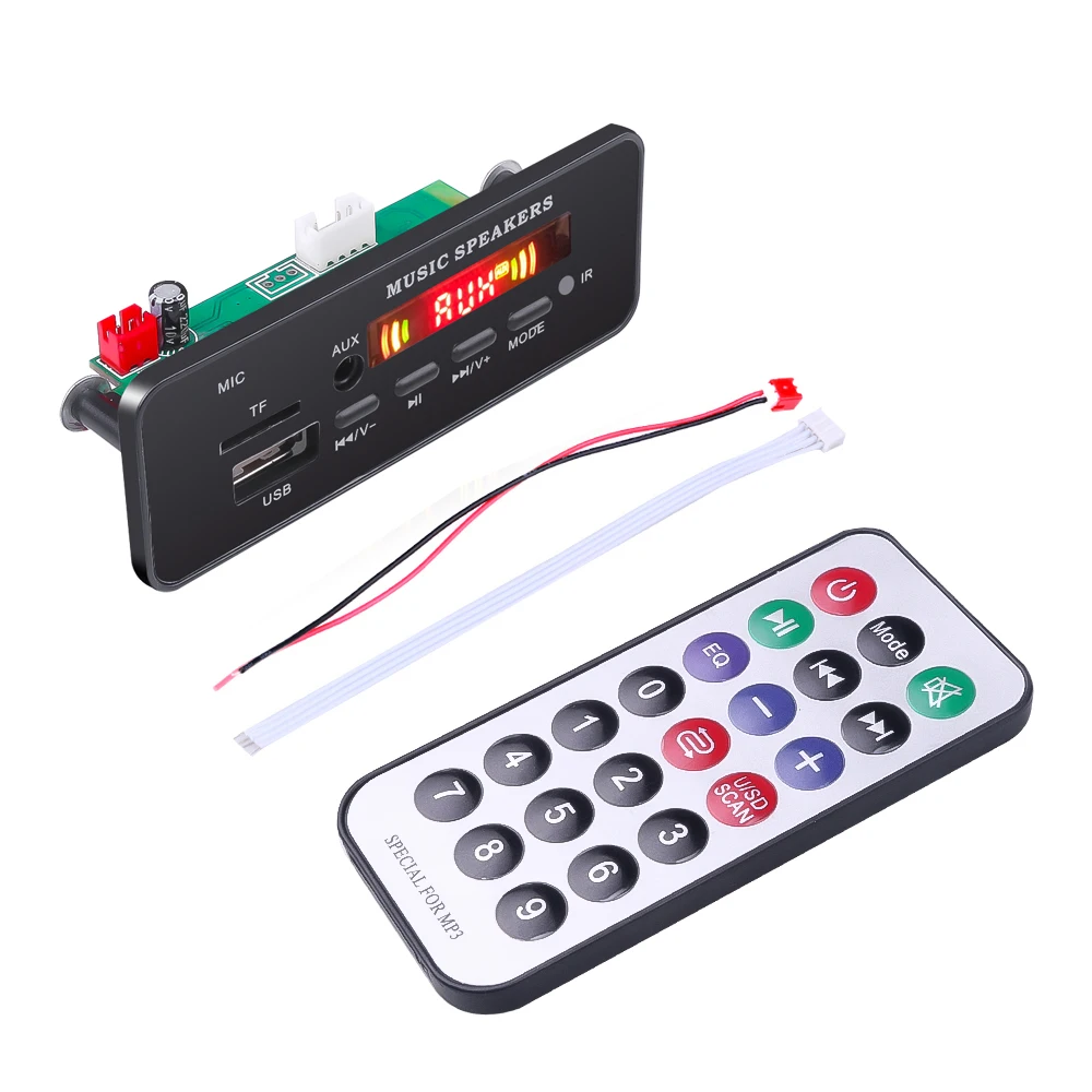 5 в 12 В Автомобильный MP3 плеер декодер WMA FM радио Bluetooth аудио модуль USB TF для