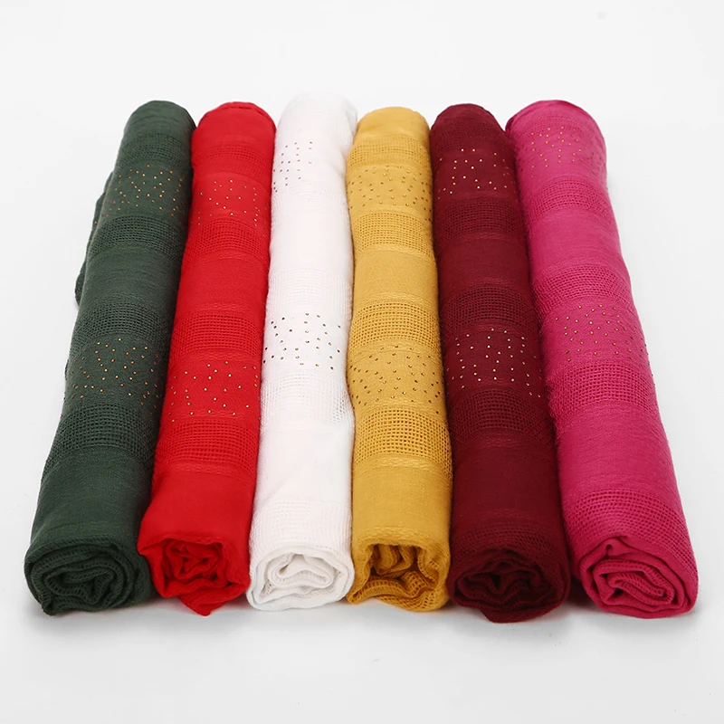 

Hign Quality 10pc/lot Wholesale Women't Plain Diamond Scarf Hijab Solid Viscose Cotton Scarves Drilling Plaid Muffler Headscarf