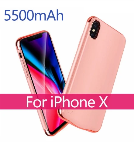 For iphone X Rosy 5500 мАч/6000 мАч тонкий внешний резервный аккумулятор зарядное устройство чехол для iPhone X XR XS аккумулятор Max чехол зарядное устройство чехол - Цвет: For iphone X Rosy