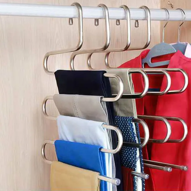 Multi-functional S-type trouser rack stainless steel multi-layer trouser rack traceless adult trouser hanger 2