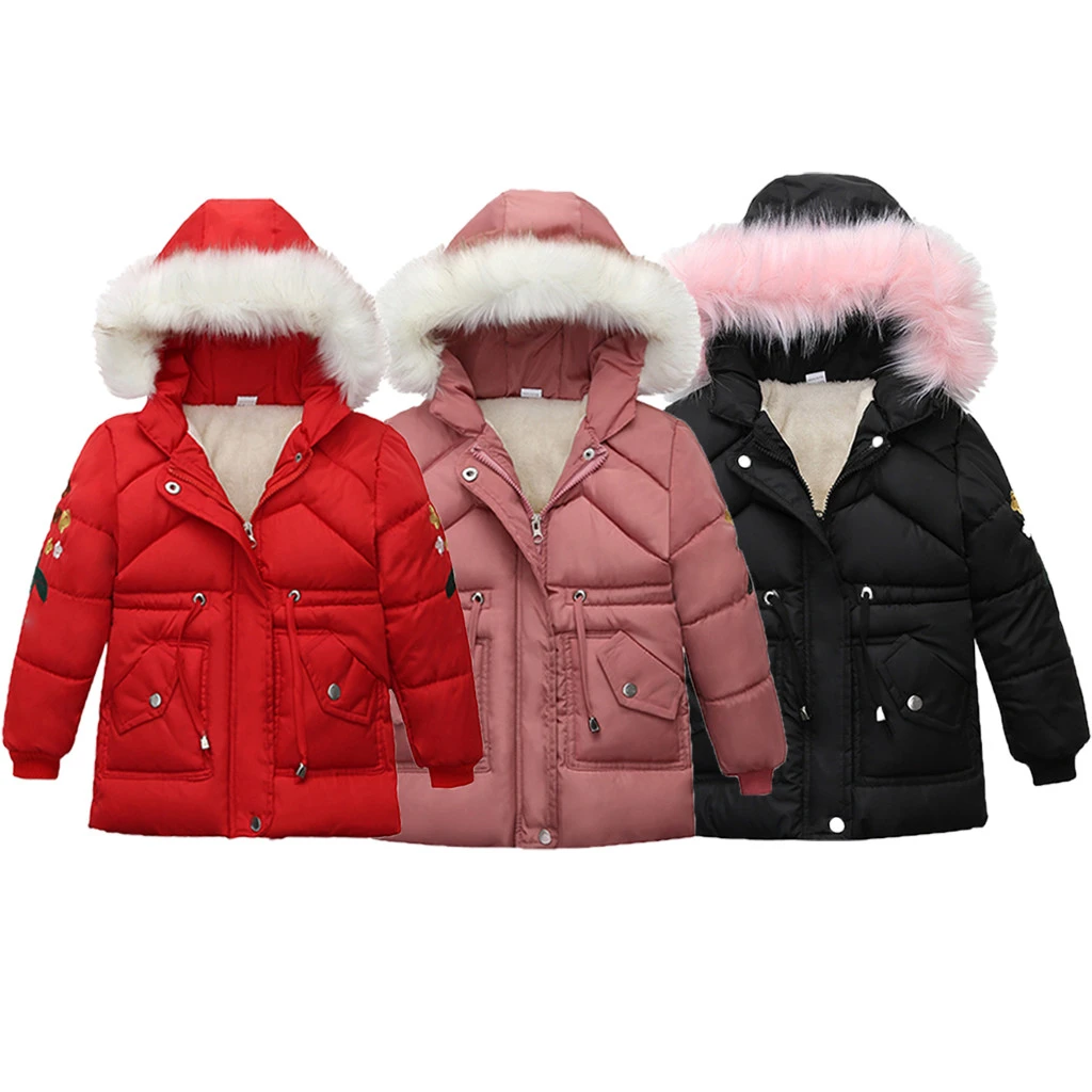 Children Kids Girl Winter Coats Jacket Zip Thick Warm Snow Hoodie Outwear Down Parkas Faux Fur Windproof Jacket For Girls Coat Down Parkas Aliexpress
