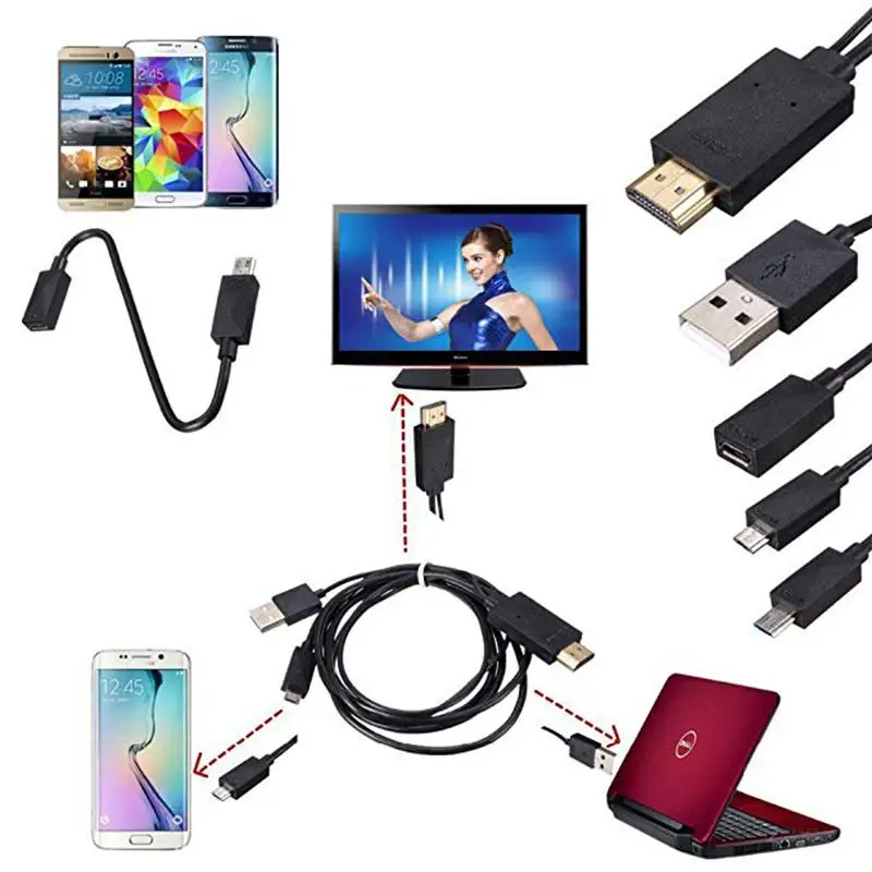 1,8 м Micro USB MHL к HDMI кабель 5 Pin& 11 Pin 1080P HD ТВ кабели адаптер для SamSung HuaWei Xiaomi htc Android телефон