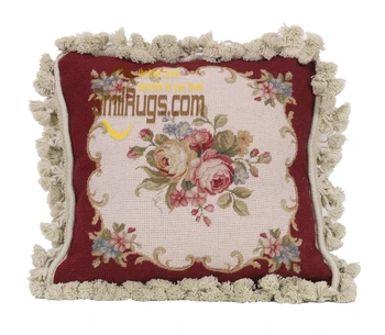 

10+20kembroided needlepoint red pillows soaf high-end wool handmade cusions cover lace flowers needlepoint dm-58gc165neecusyg15