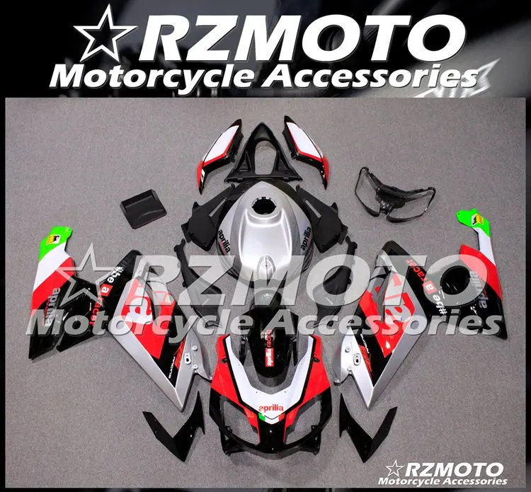 Инъекций ABS Полный обтекатели Наборы подходит для Aprilia RS125 2006 2007 2008 2009 2010 2011 06 07 08 09 10 11 Боди Комплект красного и серебристого цвета