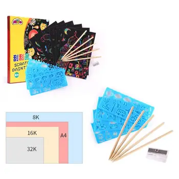 

50 Sheets Scratch Art Crafts for Kids Black Paper Magic Rainbow Painting Boards