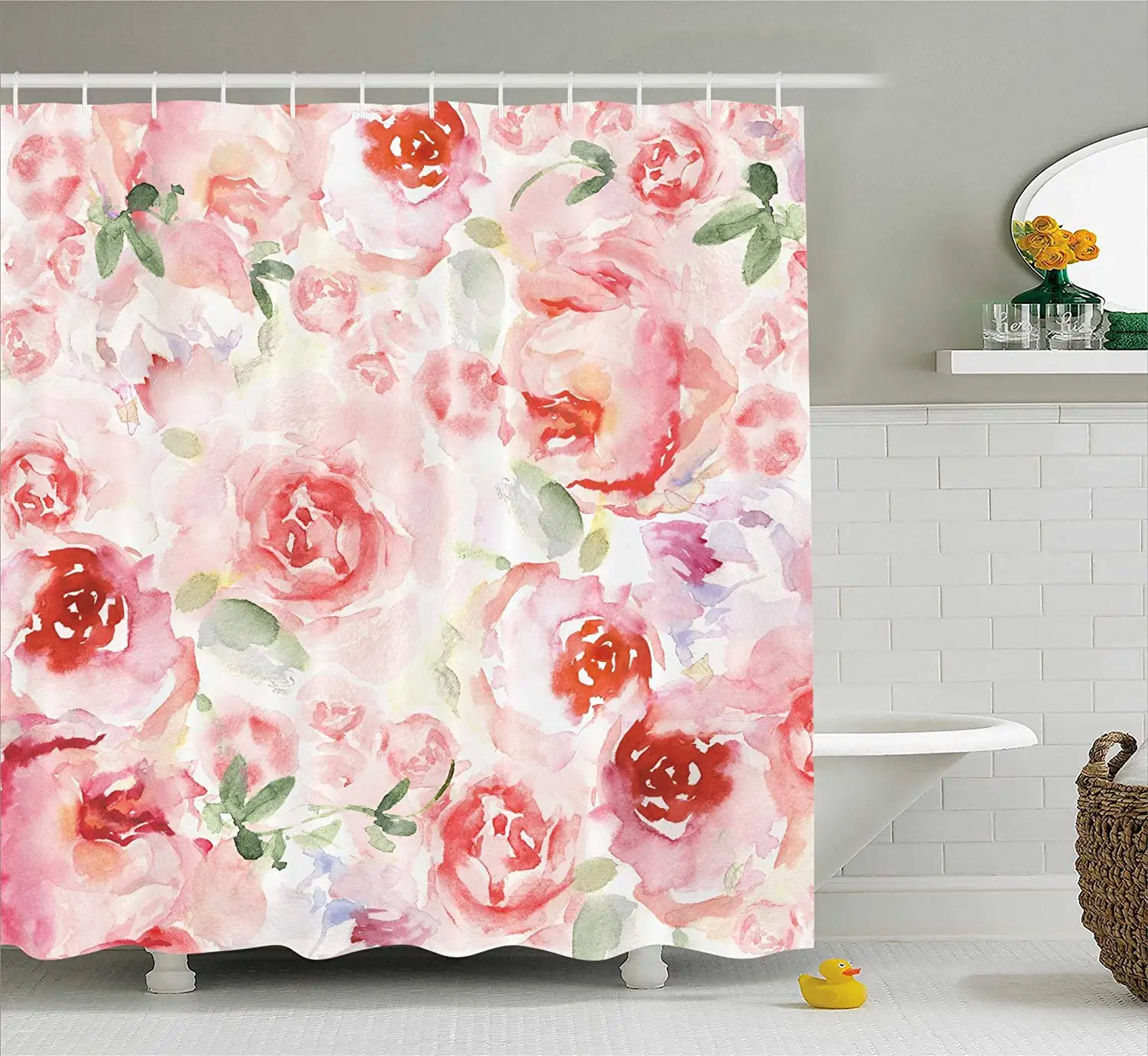Декоративная занавеска для душа с цветами романтичная розами ткань ванной