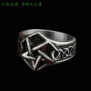 

Vintage Viking Pentagram Stainless Steel Men Rings Nordic Slavic Pagan Amulet Finger Ring Punk Biker Jewelry Women Men Gift