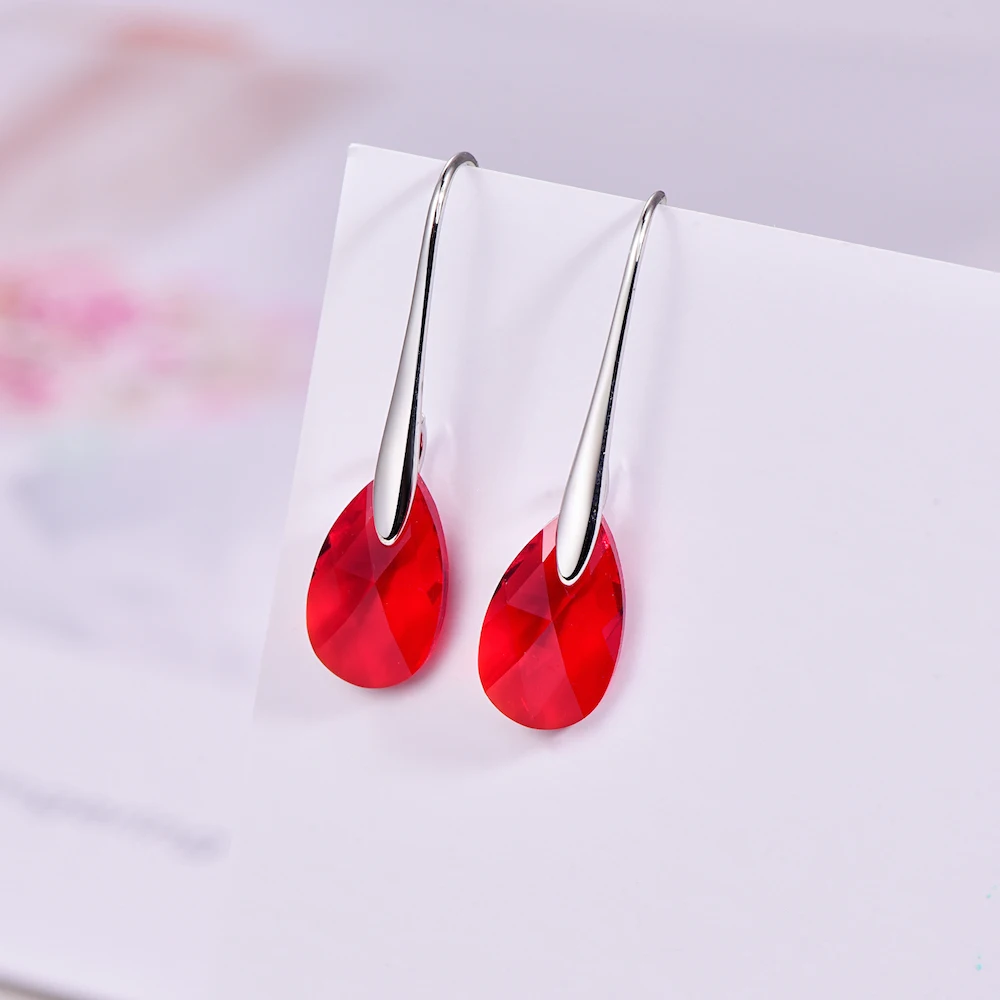 Серьги-капли с кристаллами Swarovski для женщин, новая мода, Золотой пирсинг, висячие серьги, свадебные украшения, подарок для девушек