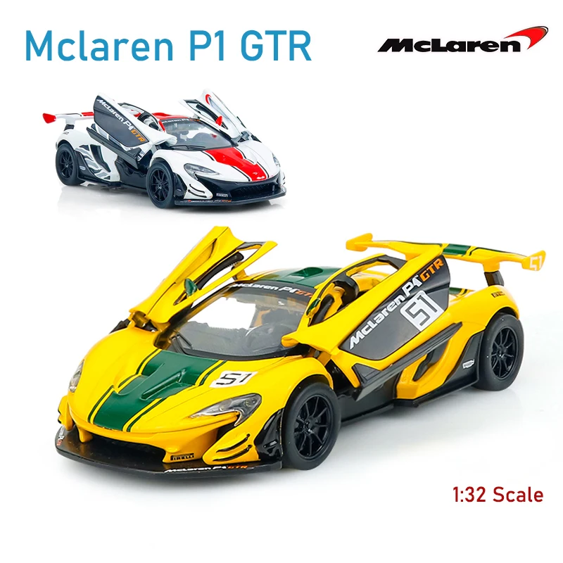 MSZ 1/32 McLaren P1 Diecast Alloy Cars Models Collectibles Kid Toy Vehicles Simulation Lights Music Pull Back Diecasts Gifts