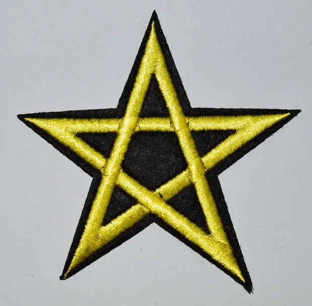 

Hot! Yellow Star Pentagram pentacle satanic occult goth wicca witch applique iron-on patch (≈ 7.7 cm)