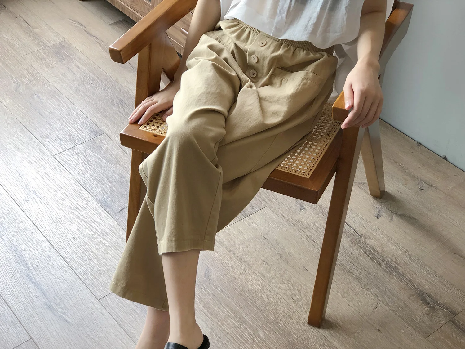 High Waist Wide Leg Pants Women 2020 Autumn New Korean Style Loose Solid Color Elastic Waist Casual Ankle-length Pants