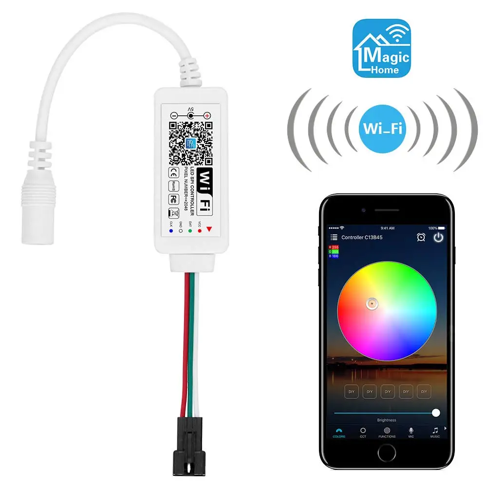WS2812B управление Лер Смарт Wi-Fi приложение управление, поддержка Amazon Alexa Google Home, для DC5V 3 pin WS2812 SK6812 Addressable RGB jk1699