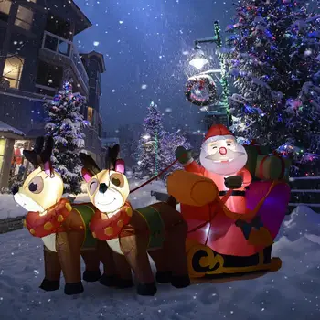 

Christmas Inflatable Santa Cute Doll Set Built-in Super Bright LED Lights Christmas Decoration For Outdoor Decor