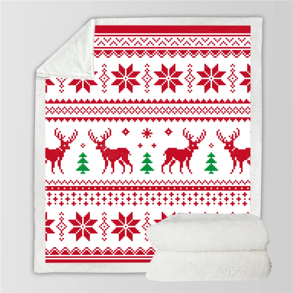 

Merry Christmas Blanket Flannel Fabric Sofa Bed Blanket Super Soft Warm Snowman Pattern Blanket Dropship