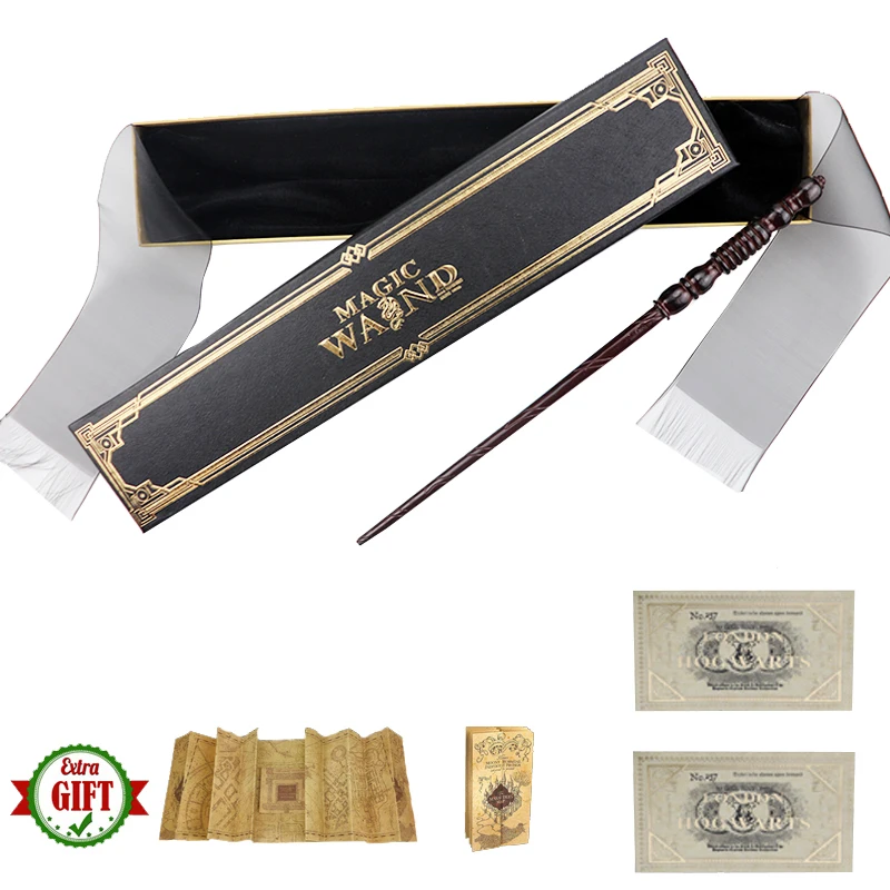 

15 Kinds of Metal Core Necromancer Magic Sticks Hermione Dumbledore Harried Magical Wand Ribbon Box Pack Map and Ticket As Gift