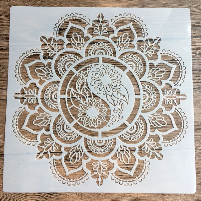New 30 * 30cm size diy craft mandala mold for painting stencils stamped photo album embossed paper card on wood, fabric, wall 55