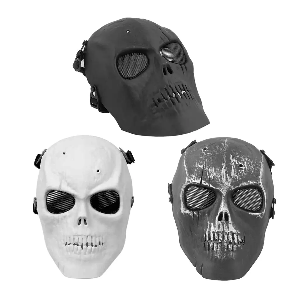 Супер классные маска-Череп Скелет Маска для велоспорта Airsoft полная защита лица маска выстрел шлемы с Защита для глаз